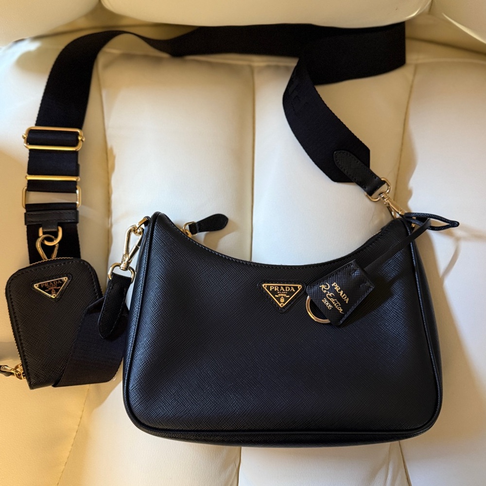 Prada Black and Gold Shoulder Bag